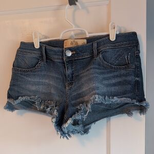 Hollister Blue Frayed Jean Shorts